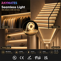 Bande lumineuse LED COB 24V 480LEDs/m, haute densité CRI90, 8mm, ruban LED flexible à intensité variable, auto-adhésif, éclairage intelligent pour la maison, 5m/rouleau