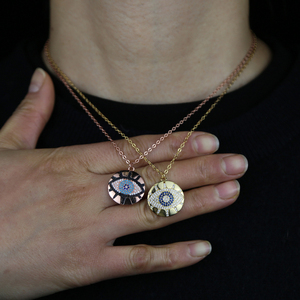 Promotion <span class=keywords><strong>oeil</strong></span> <span class=keywords><strong>turc</strong></span> gravé rond pièce pendentif plaqué or pavé cz <span class=keywords><strong>oeil</strong></span> collier - Product Image 5
