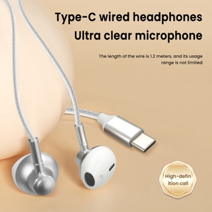 Écouteurs filaires de type C <span class=keywords><strong>avec</strong></span> microphone, longueur de câble de 1,2 m, audio numérique, demi-intra-auriculaires, contrôle filaire, basses profondes - Product Image 4