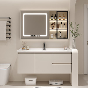 Modern Simple Bathroom Vanity Unit with Ceramic Basin MDF & Lacquer Finish <b>Wall</b>-Mounted Toilet Washing <b>Table</b> and Mirror - Product Image 3