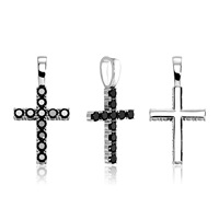 Collier rétro transparent avec zircon croisé 2P22040009, pendentif tendance avec zircone cubique en forme de croix