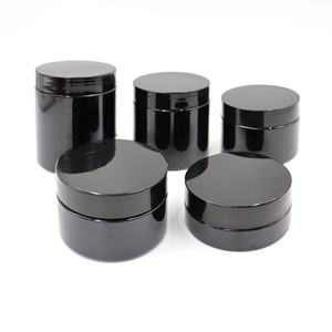 Vente directe du fabricant, pot cosmétique en plastique noir PET avec couvercle doré - Product Image 4