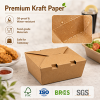 Custom Logo Supply Foldable Kraft Paperboard Disposable Paper Lunch Box for Restaurant Takeaway