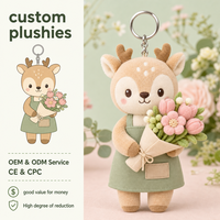 Porte-clés en peluche cerf avec bouquet de fleurs rétro, pendentif en peluche pour blogueur lifestyle