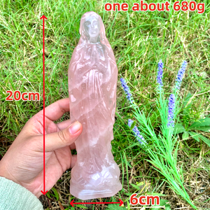 งานฝีมือจากหินควอตซ์บริสุทธิ์ทำจากคริสตัลสีชมพูขนาด20ซม. สำหรับตกแต่งงานแกะสลักพิเศษจากธรรมชาติ - Product Image 4