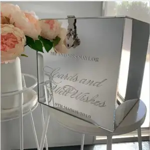 Hot Selling <strong>Mirror</strong> Acrylic <strong>Box</strong> Lockable Acrylic Wishing Well Card <strong>Box</strong> With Custom Logo for Wedding Decoration - Product Image 1