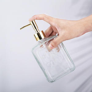 Distributeur de savon/<span class=keywords><strong>shampoing</strong></span> en verre haut de gamme transfrontalier avec pompe à lotion 500 ml, bouteille vide personnalisable, impression sérigraphique - Product Image 5