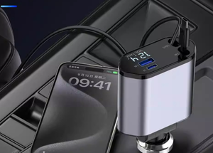 <b>Car</b> <b>Charger</b> Type-C PD 60W 12V Input ABS/PC Fireproof Material OTP <b>Laptop</b> Compatible 2 Ports Fast <b>Charger</b> Voltage Display - Product Image 2