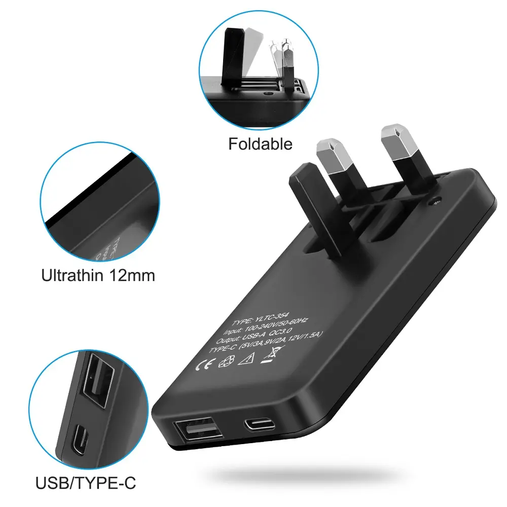 High quality new products 2023 NEW invent cell phone wallet portable charger uk wall charger thin usb uk plug travel charger