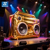 Machine à Enregistrement Radio Gonflable Géante Dorée, Sculpture Personnalisée, Accessoires Gonflables DJ pour Scène et Décoration de Fête