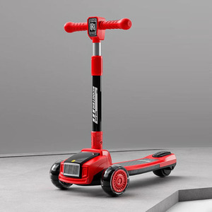 สกู๊ตเตอร์เด็ก สีแดงและสีเทา ปรับความสูงได้ พับเก็บได้ สำหรับเด็กอายุ 3-6 ปี - Product Image 1