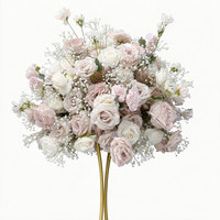Boules de fleurs GNW personnalisées en crème rose, soie et gypsophile pour centres de table romantiques et décorations de toile de fond de mariage