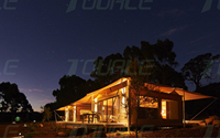 Tente d'hôtel de luxe à géométrie de conception professionnelle, imperméable, Safari, Glamping, avec salle de bain