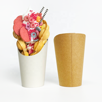 Supports jetables personnalisés en papier pour gaufres, frites et charcuterie – Gobelets pour frites et chips