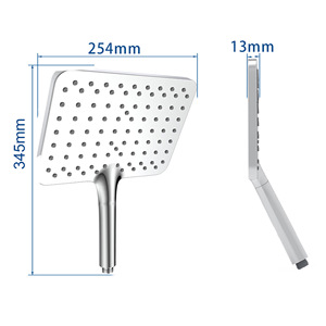 Cabezal de Ducha Cuadrado con Función de Lluvia, 254mm x 345mm, Revestimiento Duradero, para Baño - Product Image 1