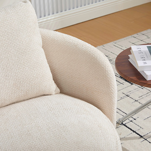 Fauteuil d'appoint moderne pivotant à 360° en chenille, rembourré, confortable, avec pieds en bois pour salon - Product Image 4