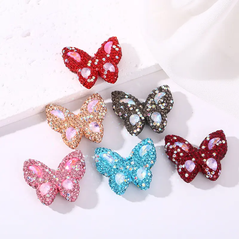 Nouveau papillon diamant perles bricolage accessoires crème étui de téléphone portable accessoires épingle à cheveux boucles d'oreilles matériel résine accessoires