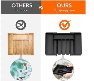 Porte-couverts réglable pour ustensiles de cuisine avec <span class=keywords><strong>bloc</strong></span> de couteaux extensible organisateur de tiroir de couverts en acrylique pour la cuisine - Product Image 4