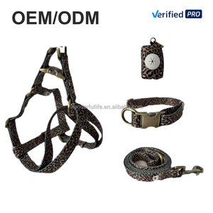 Nuevo arnés personalizable con hebilla ajustable y estampado de leopardo para mascotas, conjunto de arnés para perros, arnés para perros con correa y Collar - Product Image 1