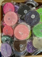 Couvercles de bocaux Mason réutilisables multicolores de haute qualité avec strass brillants et trou pour paille, pour gobelets et tasses de 16 oz