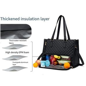 Borsa da pranzo trapuntata 2 in 1 da donna borsa da 15.6 pollici impermeabile per scuola e Business borse per Laptop con borsa termica isolata - Product Image 4