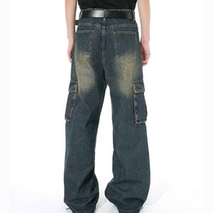 กางเกงยีนส์ทรงตรงสไตล์วินเทจฮิปฮอปย้อนยุค Y2K สตรีทแวร์ ผู้ชาย ผ้าระบายอากาศ สำหรับฤดูหนาว ผลิตโดยผู้ผลิต - Product Image 5