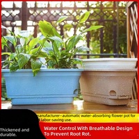 Pot de fleurs en résine pour personne pressée, pour balcon, jardinage de légumes, auto-arrosant, rectangulaire, avec plateau intégré, pour salon, intérieur, respirant