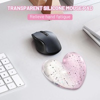 Tapis de souris de jeu en forme de cœur avec design transparent en cristal, tapis de souris personnalisé avec repose-poignet en silicone pour la maison et le bureau