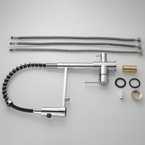 Chrome hiện đại Vòi Nước Nhà Bếp kép xử lý 360 độ linh hoạt Pull-down Lọc 3-cách Brass nước Mixer tap gốm van lõi - Product Image 6