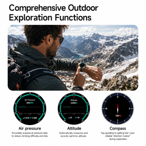 Montre GPS d'aventure WS400 AI GPT avec assistant vocal, étanche 3ATM, boussole, altimètre et bracelet réglable pour la randonnée - Product Image 6