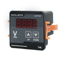 AOTAI T48 V Compteur numérique à panneau LED monophasé 4 chiffres haute précision 1% AC 50-500V avec matériau PVC -10~+55