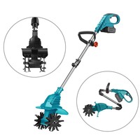 Motoculteur Électrique Transfrontalier Compact pour l'Agriculture, Micro-Cultivateur Rotatif, Désherbeur, Tondeuse à Gazon, 350W, Bleu Sarcelle/Noir