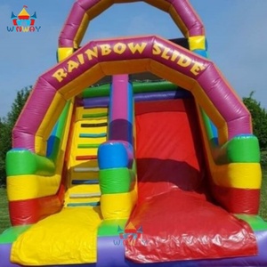 Toboggan aquatique gonflable en PVC commercial arc-en-ciel à double voie avec souffleur pour les fêtes, durable et amusant, garantie de 3 ans - Product Image 6