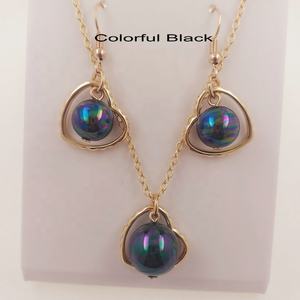 Conjunto de pendientes de perlas hawaianas con colgante de corazón, juego de joyería tribal de oro, anillo liso lleno de oro, pulsera, brazalete para mujer - Product Image 4