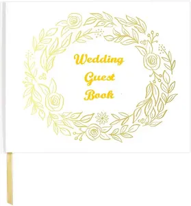 White paper cover hardback landscape wedding guest book lined custom guestbook wedding