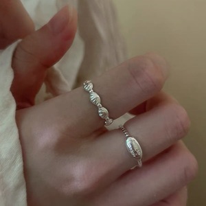 S925 Sterling Silver Shell <b>Open</b> <b>Ring</b> Bean Band Korean Style Simple Versatile For Women Everyday Wear - Product Image 1