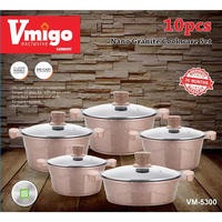 Nouveau design d'ustensiles de cuisine vente en gros d'ustensiles de cuisine antiadhésifs ensemble de 10 casseroles et poêles ensemble d'ustensiles de cuisine en aluminium recouvert de granit antiadhésif