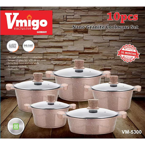 Nouveau design d'ustensiles de cuisine vente en gros d'ustensiles de cuisine antiadhésifs ensemble de 10 casseroles et poêles ensemble d'ustensiles de cuisine en aluminium recouvert de granit antiadhésif - Product Image 6