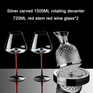 Portable 1500ml grande capacité cadeau personnalisé fait à la main série d'art de luxe décanteur de vin en verre de cristal avec plateau en acier inoxydable - Product Image 6