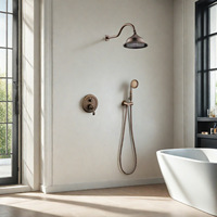 Ensemble de douche mural en laiton de style européen rétro, pulvérisateur haute pression, fonction eau chaude et froide, suite de douche complète pour salle de bain