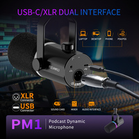 Microphone de jeu USB FEELWORLD PM1 avec support, double micro direct usine pour diffusion en direct