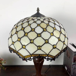 LongHuiJing 16 Inch Stained Glass Desk Lamp Jewel Tiffany Mahogany Bronze Table Lamp - Product Image 2