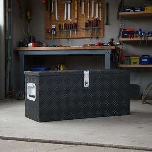 Trapezoid Aluminum Tool <b>Box</b> 27.6x9.4x16.5 Inches <b>Lockable</b> Waterproof Garage Storage - Product Image 2