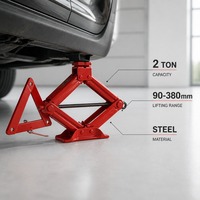 Cric ciseaux en acier Anliqing 2T (à manivelle) avec triangle de signalisation, gilet de sécurité, clé à écrous et 2 douilles pour voitures