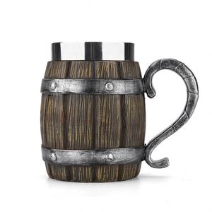 Gobelet à bière/eau en résine et bois personnalisé, fait main, en acier inoxydable, grande capacité, design vintage, cadeau pour bar - Product Image 4