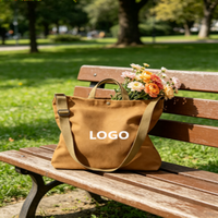 Sac fourre-tout ouvert en toile unie avec logo brodé personnalisé, sac à main pour femmes, sac à bandoulière réutilisable multifonctionnel, cadeaux promotionnels d'entreprise