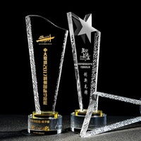 Nuevo Diseño de Zhongshan, Premio Exclusivo de Golf en Forma de Estrella de Diamante 3D, Cristal Transparente Grabado a Mano y Personalizado