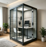 Studio Telepon Modular Kedap Suara yang Dapat Dipindahkan, 2 Kursi, Pod Kerja Pribadi Prefab untuk Musik, Kantor Rekaman, Booth Akustik