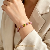 Bracelet en Sugilite Fleur de Cerisier Violet pour Hommes et Femmes, Bracelet en Pierre Naturelle pour la Méditation