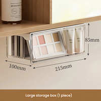 Organisateur de tiroir coulissant pour armoire miroir, boîte de rangement transparente pour salle de bain, support adhésif pour tampons de coton et cosmétiques